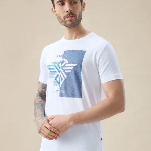 Status Quo Men'S Chest Brand Logo Graphic Print Round Neck Half Sleeve Regular Fit T-Shirt