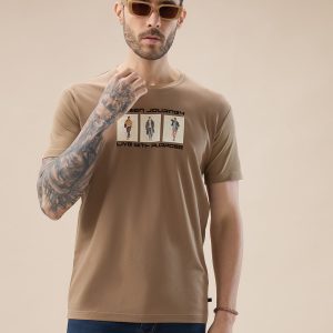 Status Quo Men'S Chest Rubberized Graphic Print Round Neck Half Sleeve Regular Fit T-Shirt