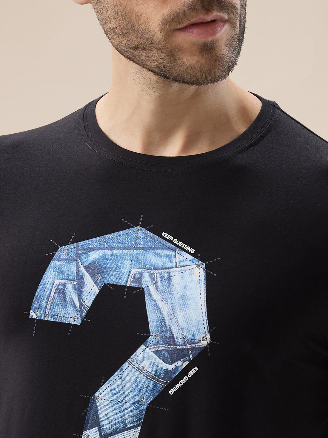 Status Quo Men'S Chest Typography Print Round Neck Half Sleeves T-Shirt