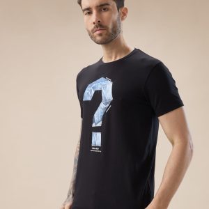 Status Quo Men'S Chest Typography Print Round Neck Half Sleeves T-Shirt
