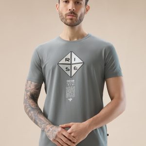 Status Quo Men'S Applique Typography Print Round Neck Regular Fit T-Shirt