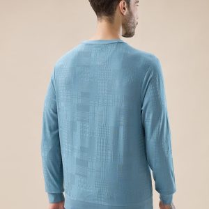 Status Quo Men'S Geometric Textured Round Neck Full Sleeve Regular Fit T-Shirt