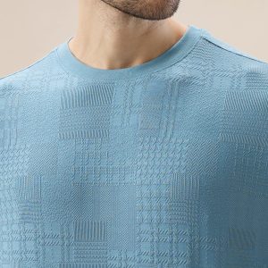 Status Quo Men'S Geometric Textured Round Neck Full Sleeve Regular Fit T-Shirt