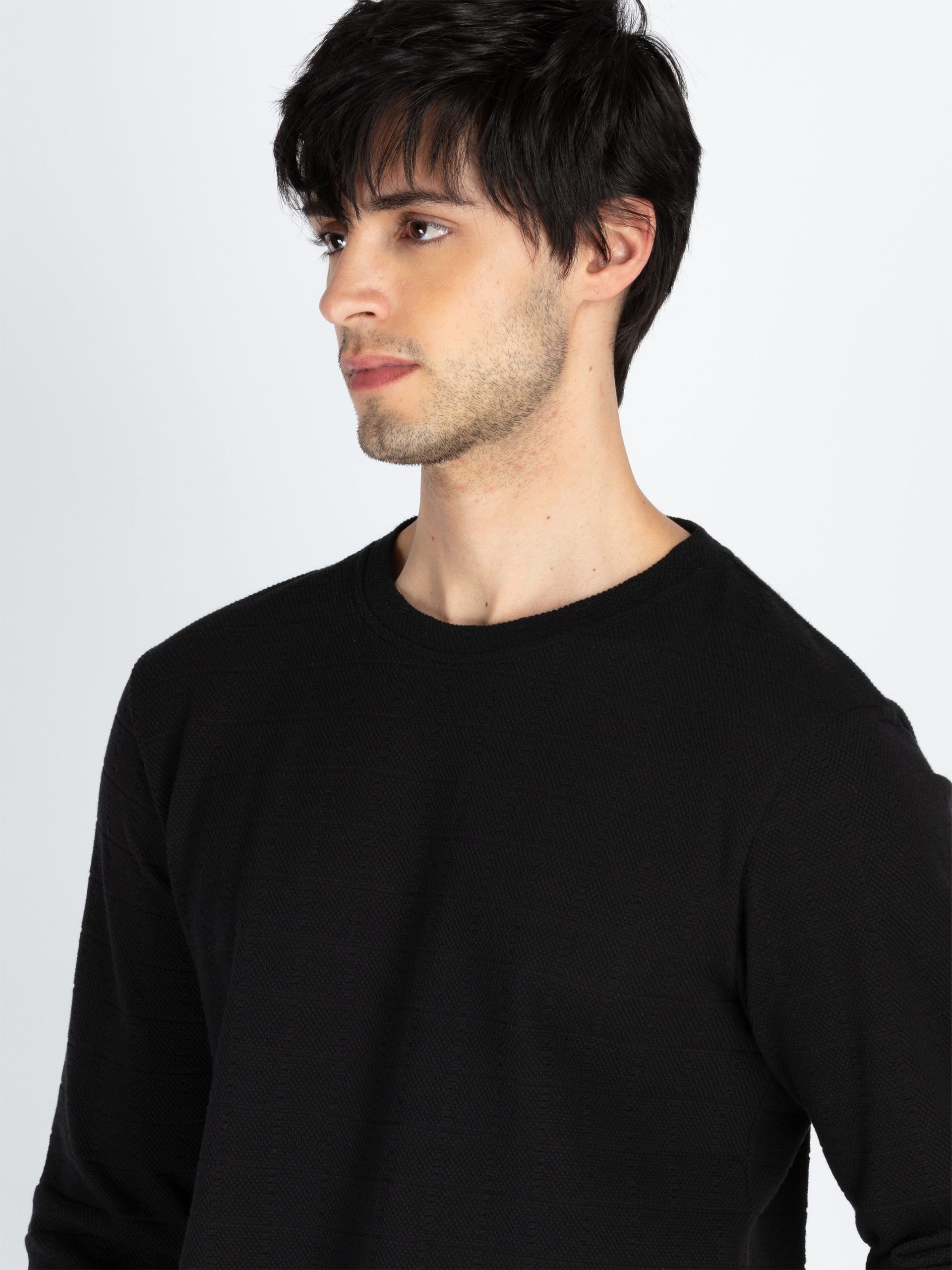 Status Quo Men'S Solid Round Neck Full Sleeve T-Shirt