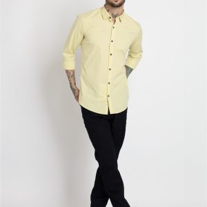 Status Quo Mens Solid Cotton Slim Fit Shirt