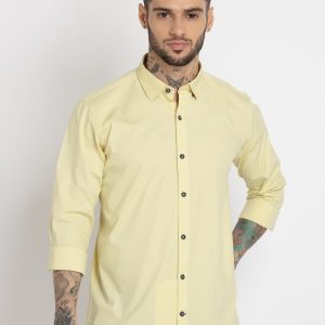 Status Quo Mens Solid Cotton Slim Fit Shirt