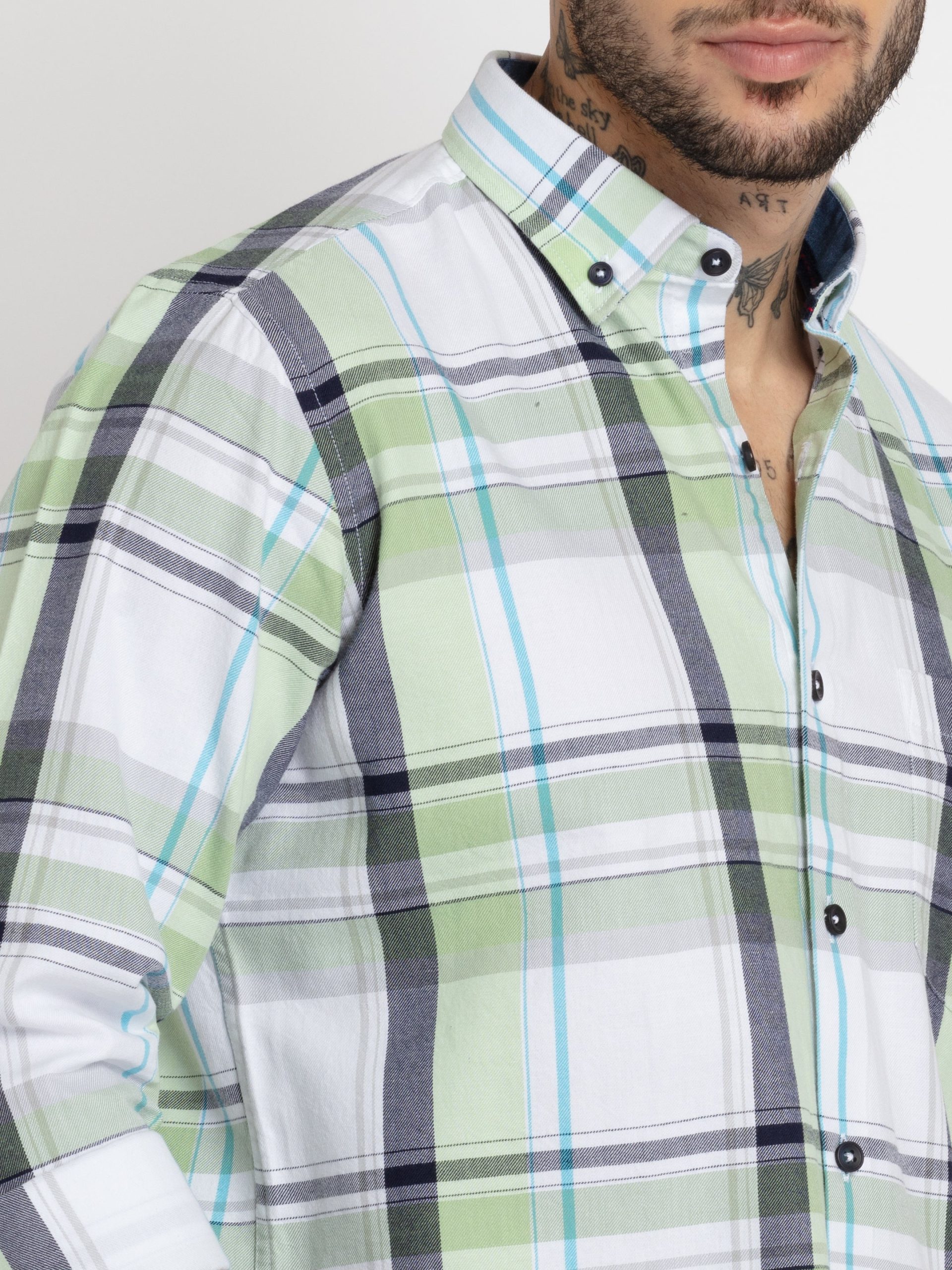 Status Quo Mens Checkered Cotton Slim Fit Shirt