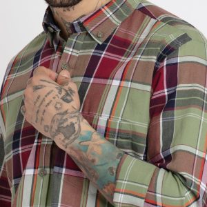 Status Quo Mens Checkered Cotton Slim Fit Shirt