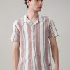 Status Quo Men'S Striped Cuban Collar Half Sleeves Regular Fit Shirt