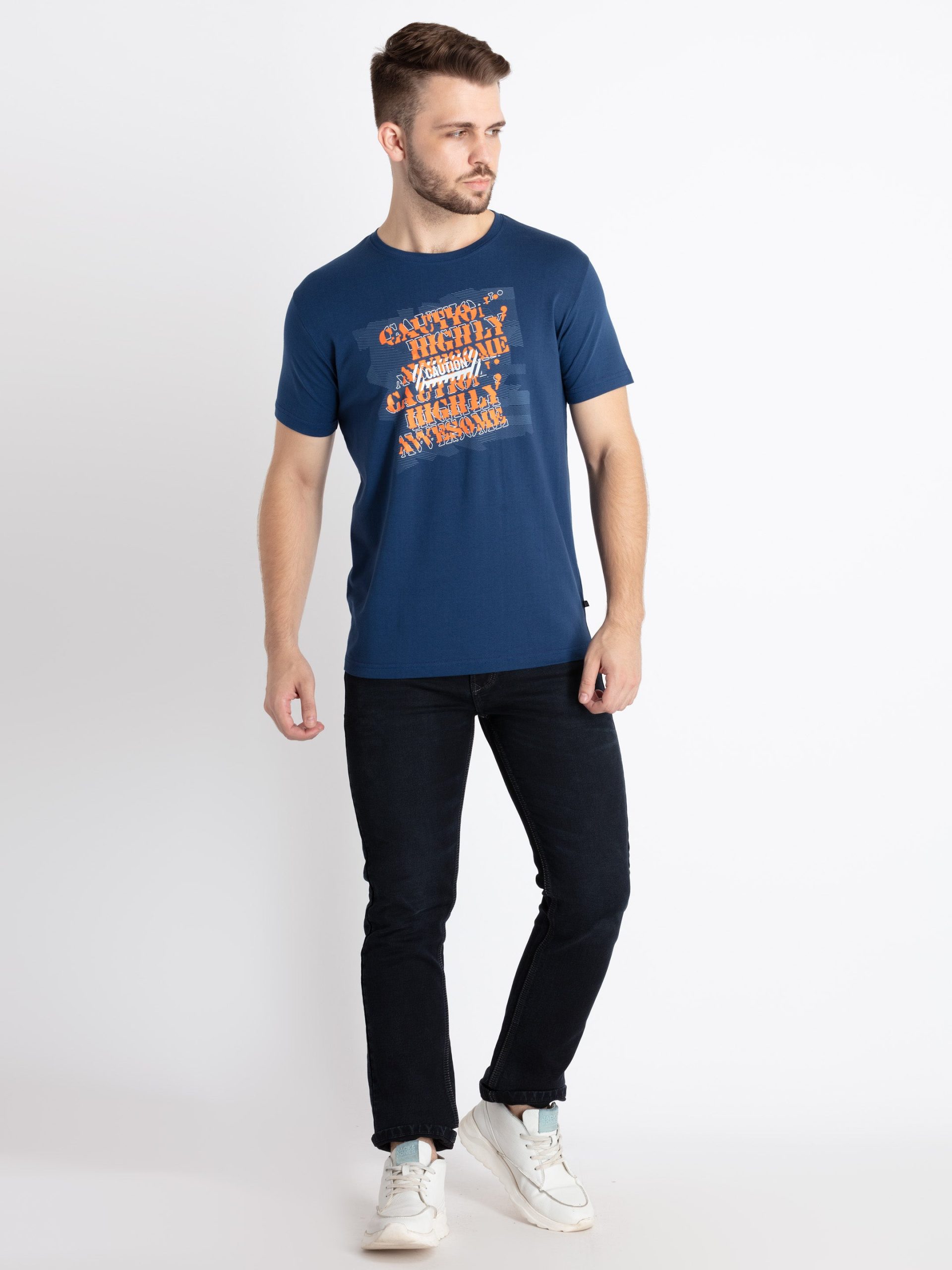 Mens Printed Round Neck T-Shirt
