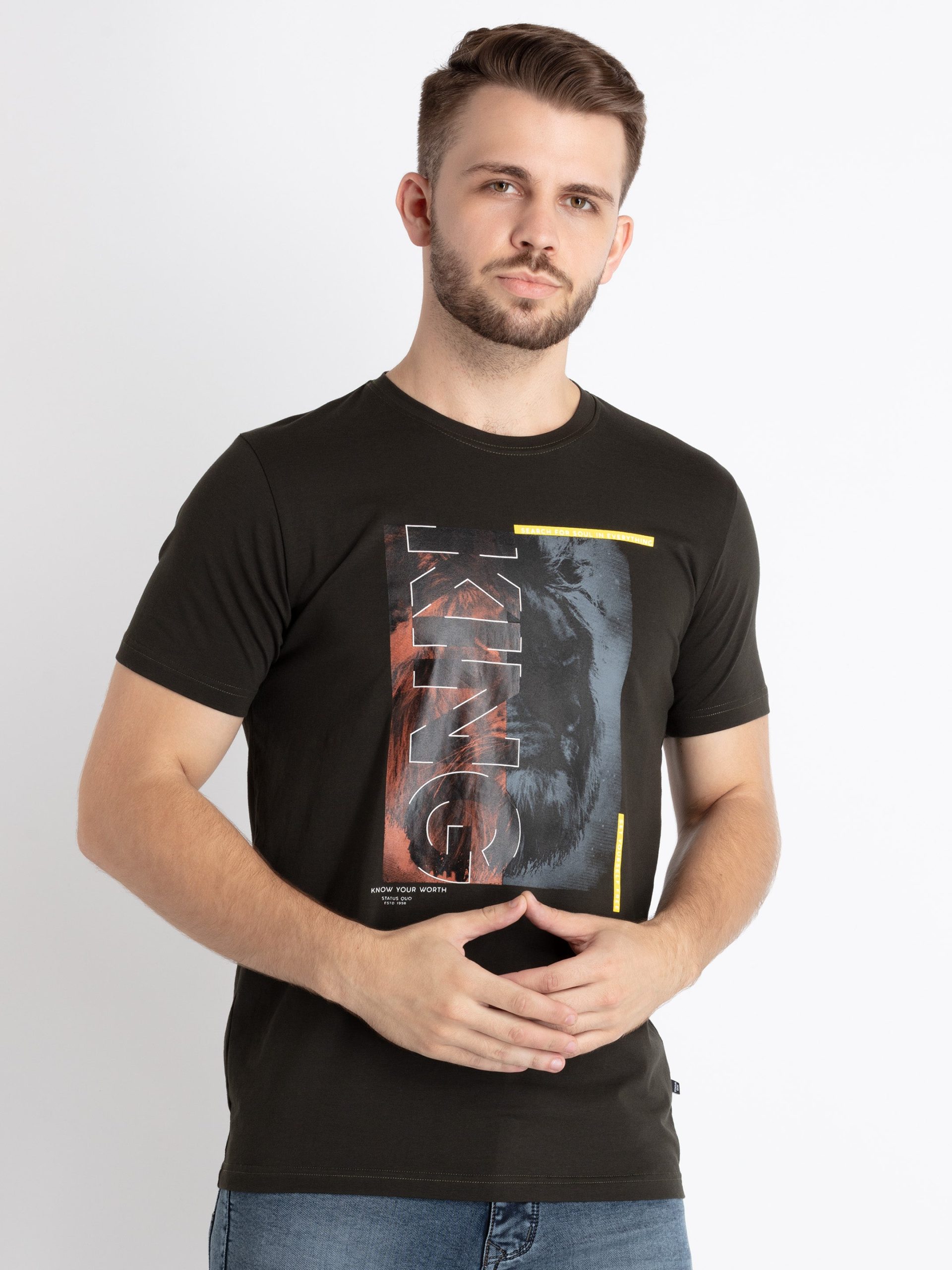 Status Quo Mens Printed Round Neck T-Shirt