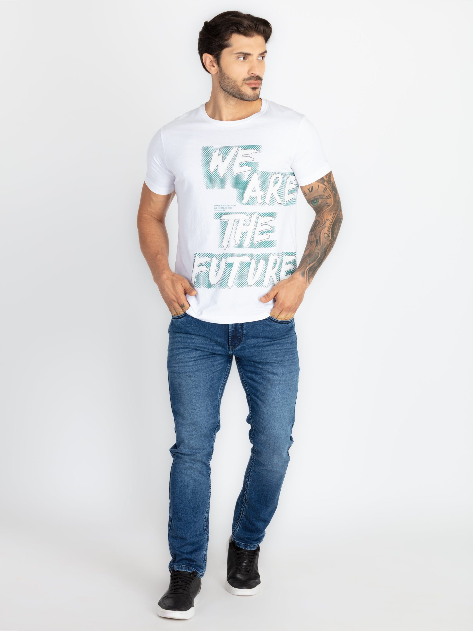 Status Quo Men'S Typography Printed Round Neck Half Sleeves Regular Fit Tshirt