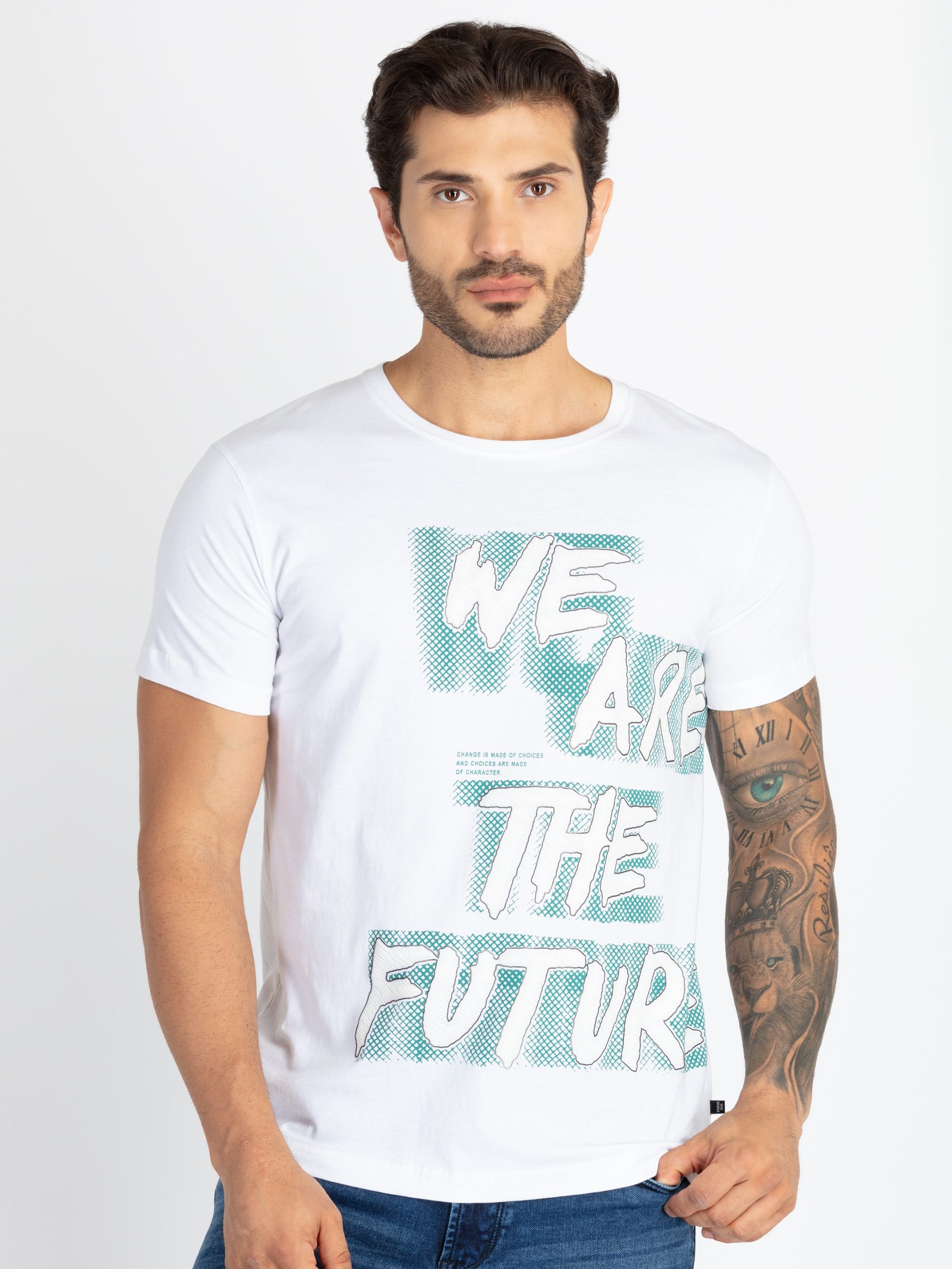Status Quo Men'S Typography Printed Round Neck Half Sleeves Regular Fit Tshirt
