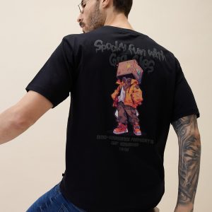 Status Quo Men'S Printed Round Neck Half Sleeves Oversized Tshirt