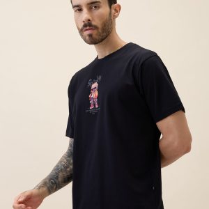 Status Quo Men'S Printed Round Neck Half Sleeves Oversized Tshirt