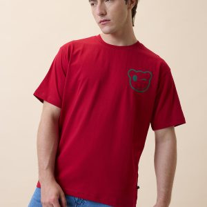 Status Quo Mens Printed Round Neck Half Sleeves Oversized Tshirt