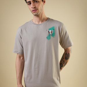 Status Quo Men'S Placement Graphic Printed Round Neck Half Sleeves Oversized Fit Tshirt