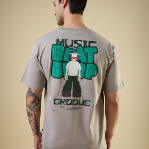 Status Quo Men'S Placement Graphic Printed Round Neck Half Sleeves Oversized Fit Tshirt