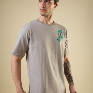 Status Quo Men'S Placement Graphic Printed Round Neck Half Sleeves Oversized Fit Tshirt