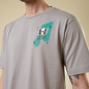Status Quo Men'S Placement Graphic Printed Round Neck Half Sleeves Oversized Fit Tshirt