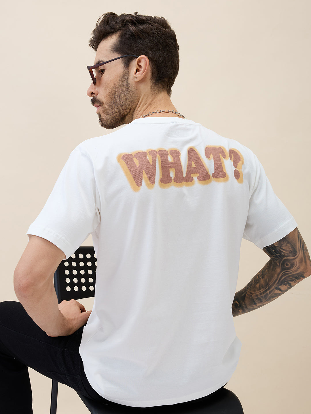 Status Quo Men'S Printed Round Neck Half Sleeves Oversized Tshirt