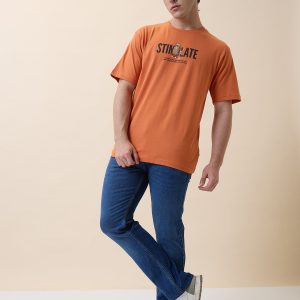 Status Quo Men'S Printed Round Neck Half Sleeves Oversized T-Shirt