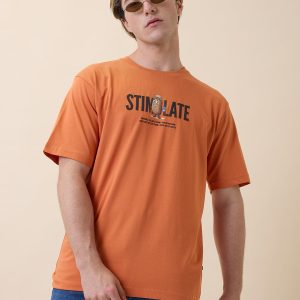 Status Quo Men'S Printed Round Neck Half Sleeves Oversized T-Shirt