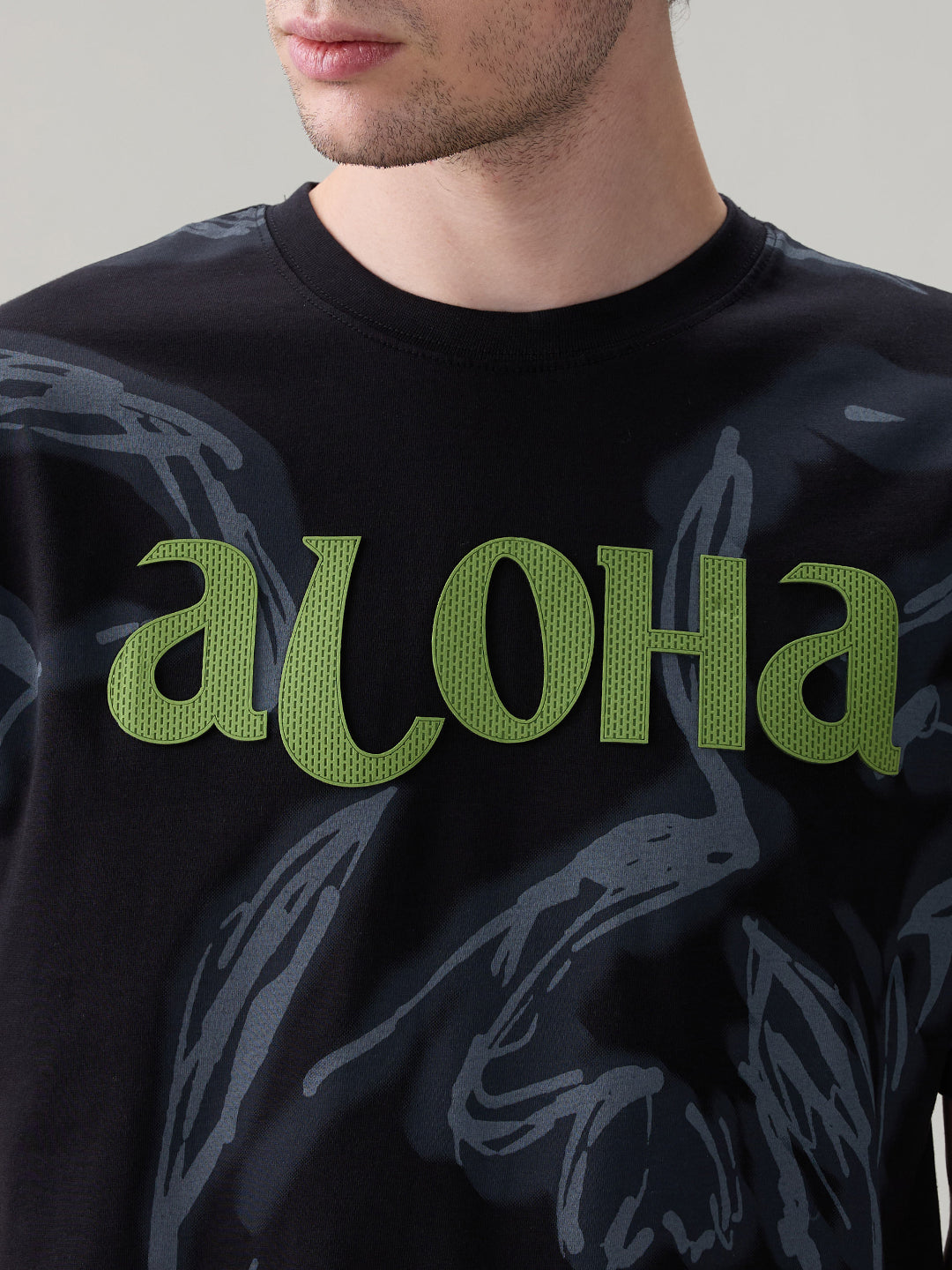 Status Quo Men'S Oversized Typography Print Round Neck T-Shirt