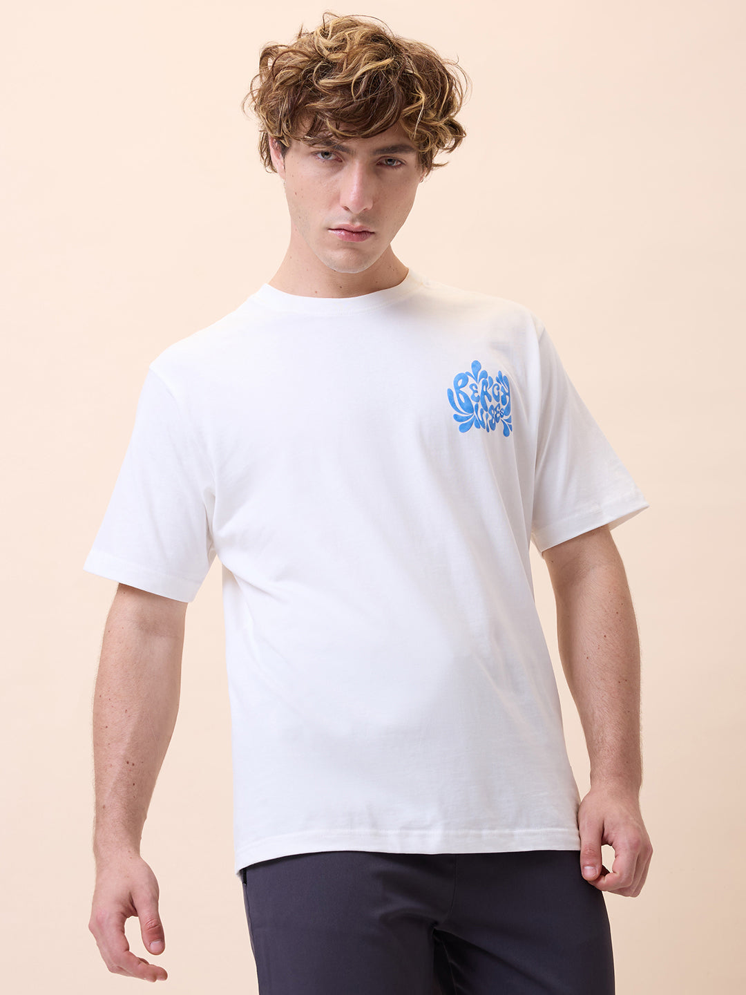 Status Quo Men'S Printed Round Neck Half Sleeves Oversized T-Shirt