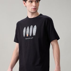 Status Quo Men'S Regular Fit Round Neck T-Shirt With Typography And Graphic Print