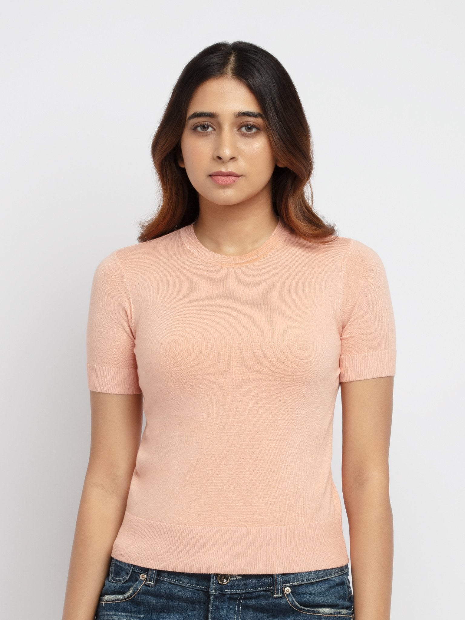 Status Quo Status Quo Women Solid Round Neck Half Sleeves Regular Fit Sweater