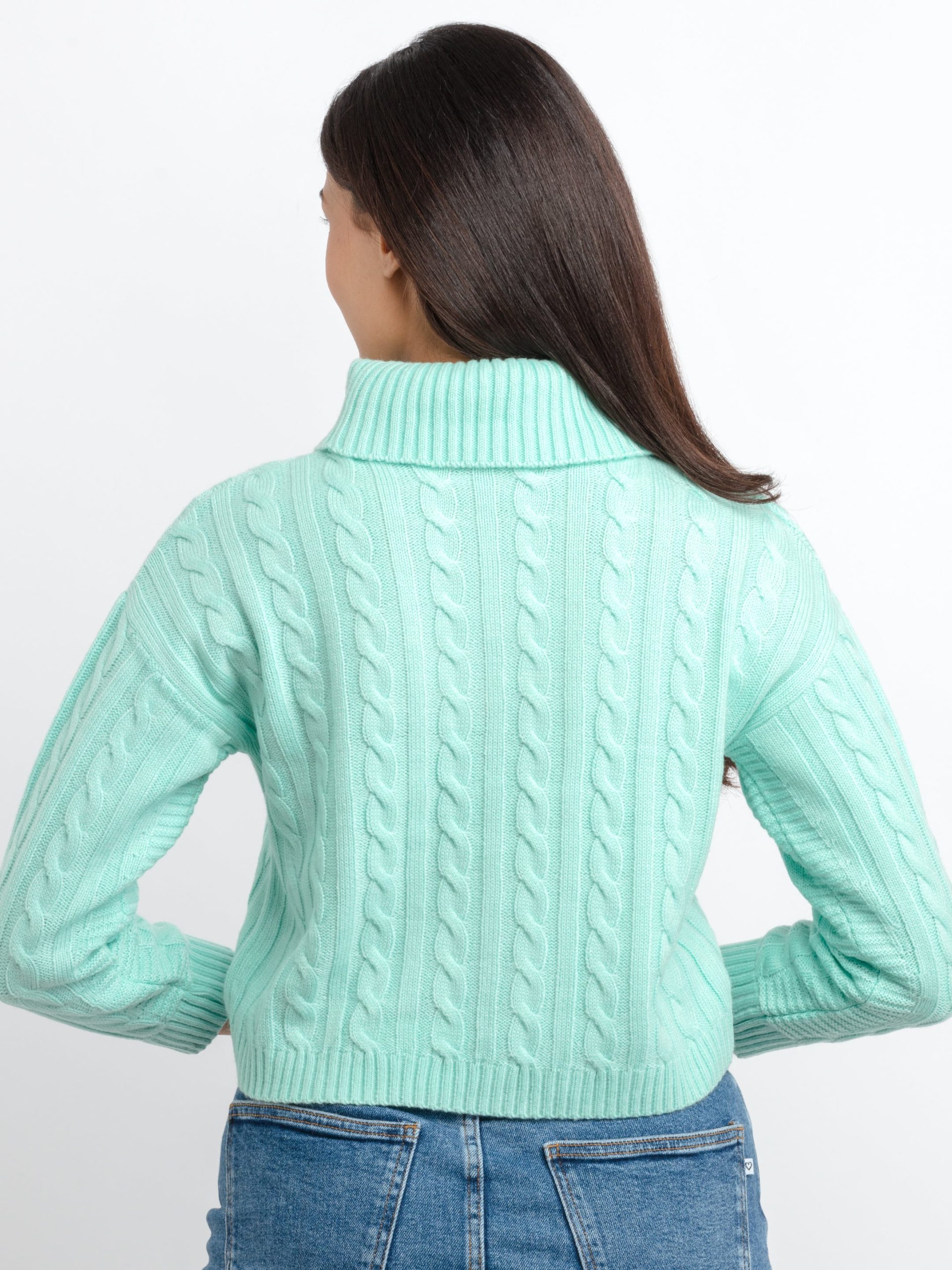 Womens Cable Knit Turtle Neck Sweater