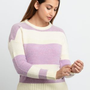 Womens Striped Round Neck Sweater