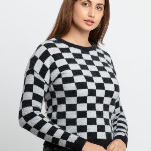 Womens Colour Blocking Round Neck Sweater