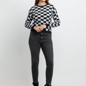 Womens Colour Blocking Round Neck Sweater