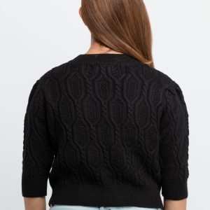 Womens Cable Knit Round Neck Sweater