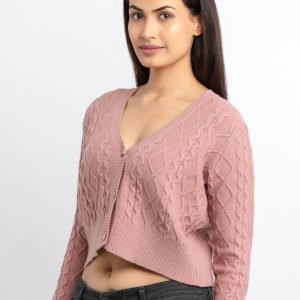Status Quo Womens Cable Knit V-Neck Sweater
