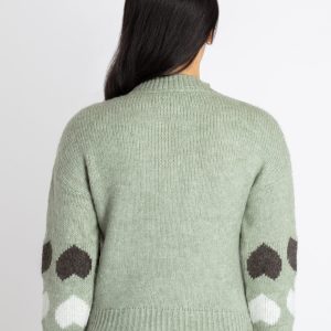 Womens Jacquard Round Neck Sweater