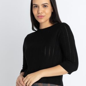 Womens Solid Round Neck Sweater