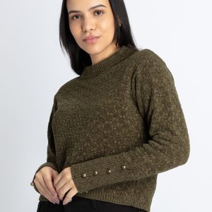Womens Solid Round Neck Sweater