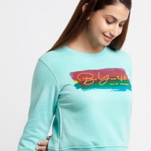 Women'S Printed Round Neck Sweatshirt
