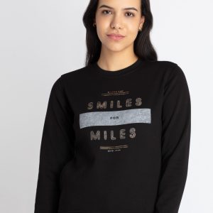 Womens Printed Round Neck Sweatshirt