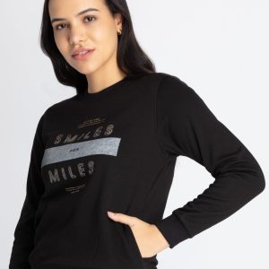 Womens Printed Round Neck Sweatshirt