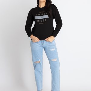 Womens Printed Round Neck Sweatshirt