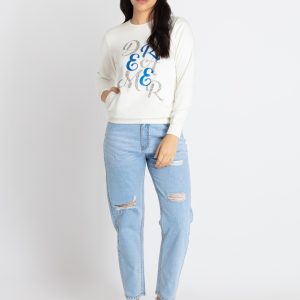 Womens Printed Round Neck Sweatshirt