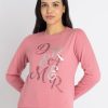 Womens Printed Round Neck Sweatshirt