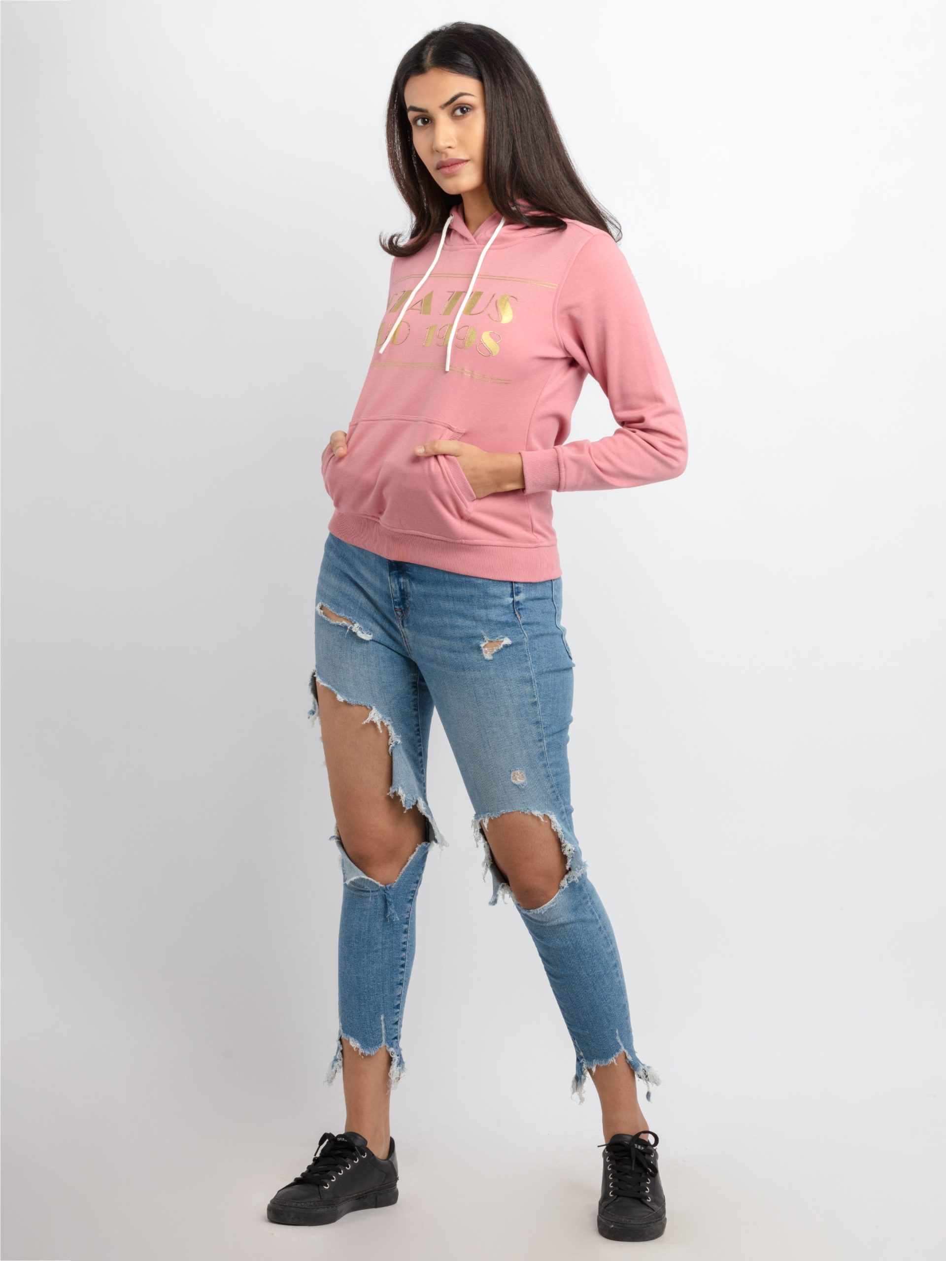 Status Quo Women'S Printed Hooded Sweatshirt