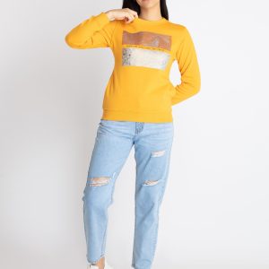Womens Printed Round Neck Sweatshirt