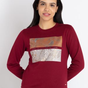 Womens Printed Round Neck Sweatshirt