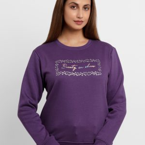 Womens Printed Round Neck Sweatshirt